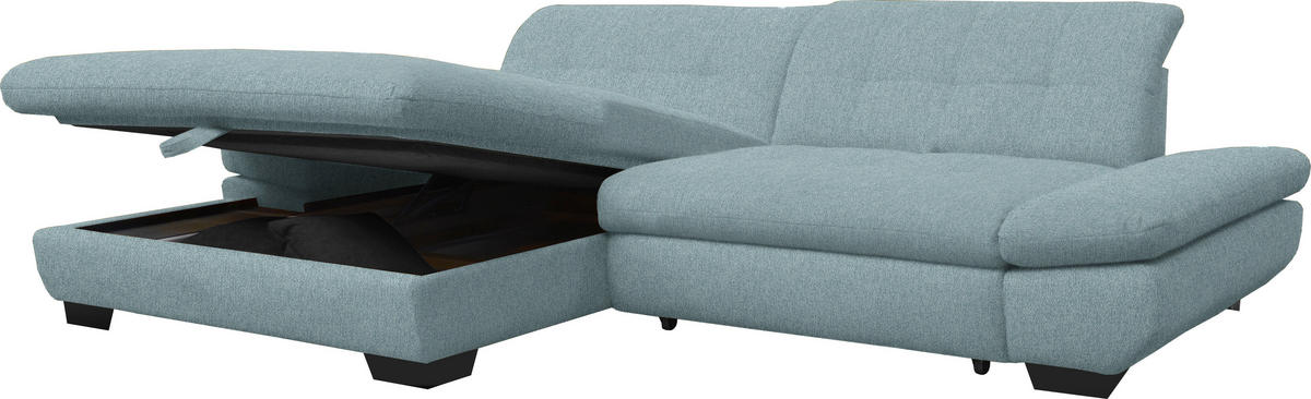 ECKSOFA Mikrofaser Pastellblau  - Pastellblau/Schwarz, Design, Textil/Metall (198/290cm) - Xora