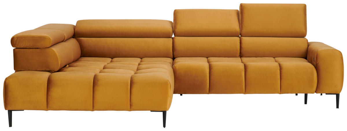 ECKSOFA in Webstoff Currygelb  - Currygelb/Schwarz, Design, Textil/Metall (216/300cm) - Welnova