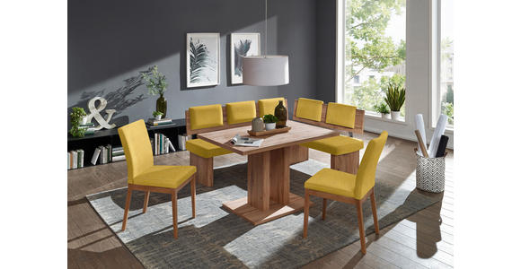 ECKBANKGRUPPE in Textil, Holzwerkstoff Eichefarben, Senfgelb - Eichefarben/Senfgelb, KONVENTIONELL, Holzwerkstoff/Textil - Cantus