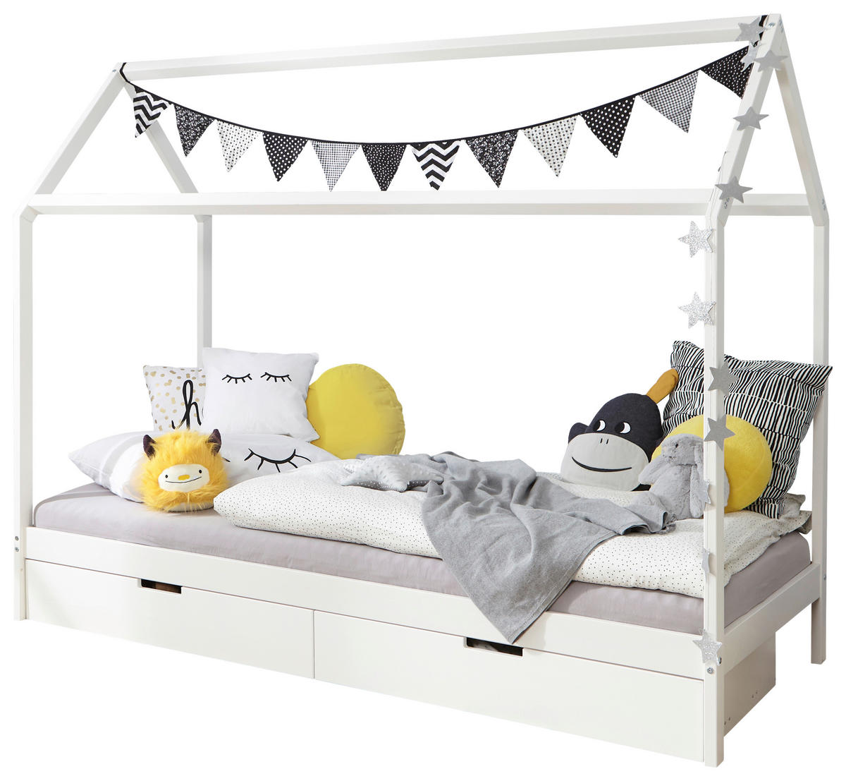 HAUSBETT 90/200 cm Weiss  - Weiss, Modern, Holz (90/200cm) - MID.YOU