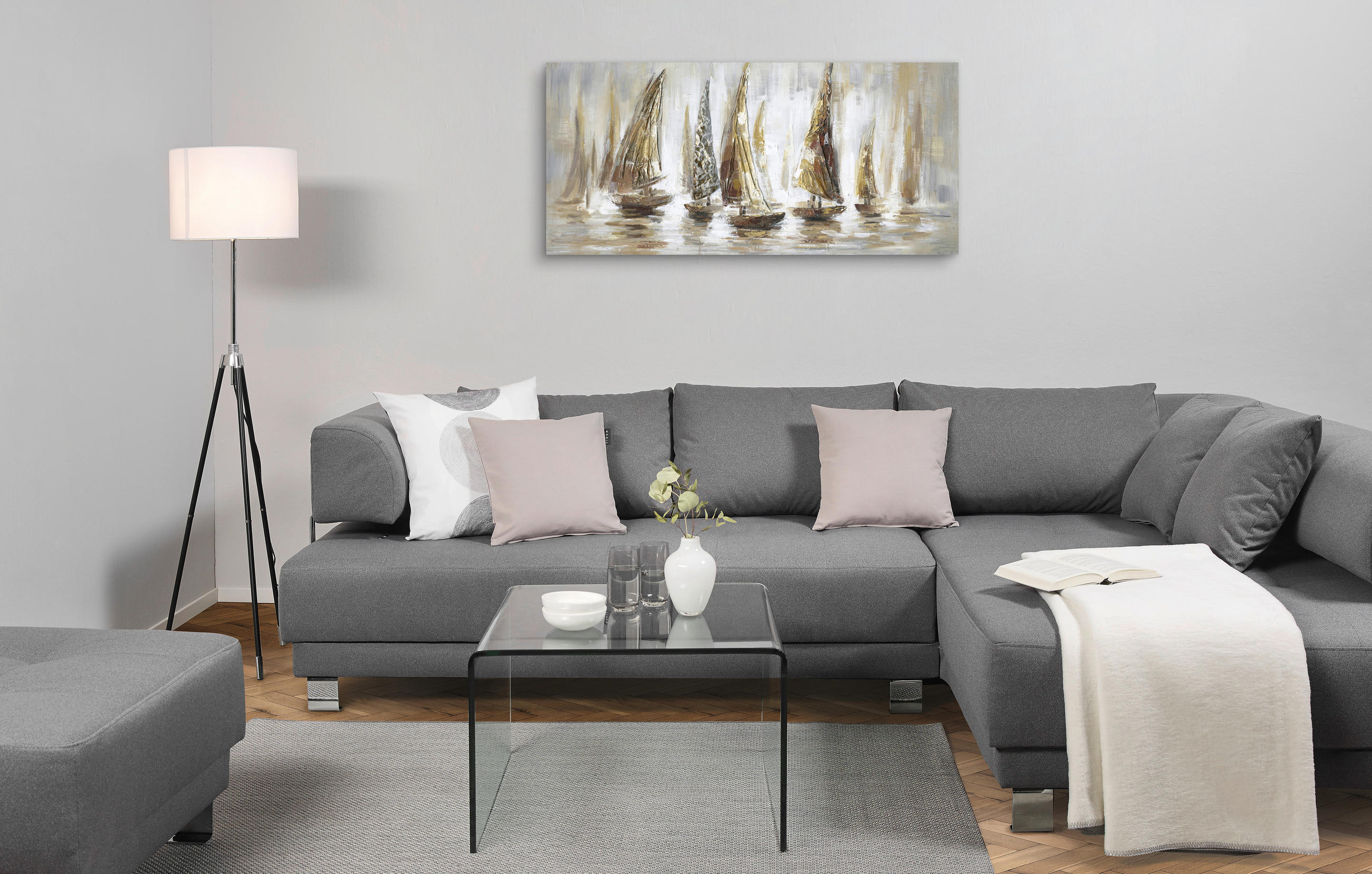 OLEJOMALBA, pláž a moře, 150/70 cm  - bílá/hnědá, Basics, dřevo/textil (150/70cm) - Monee