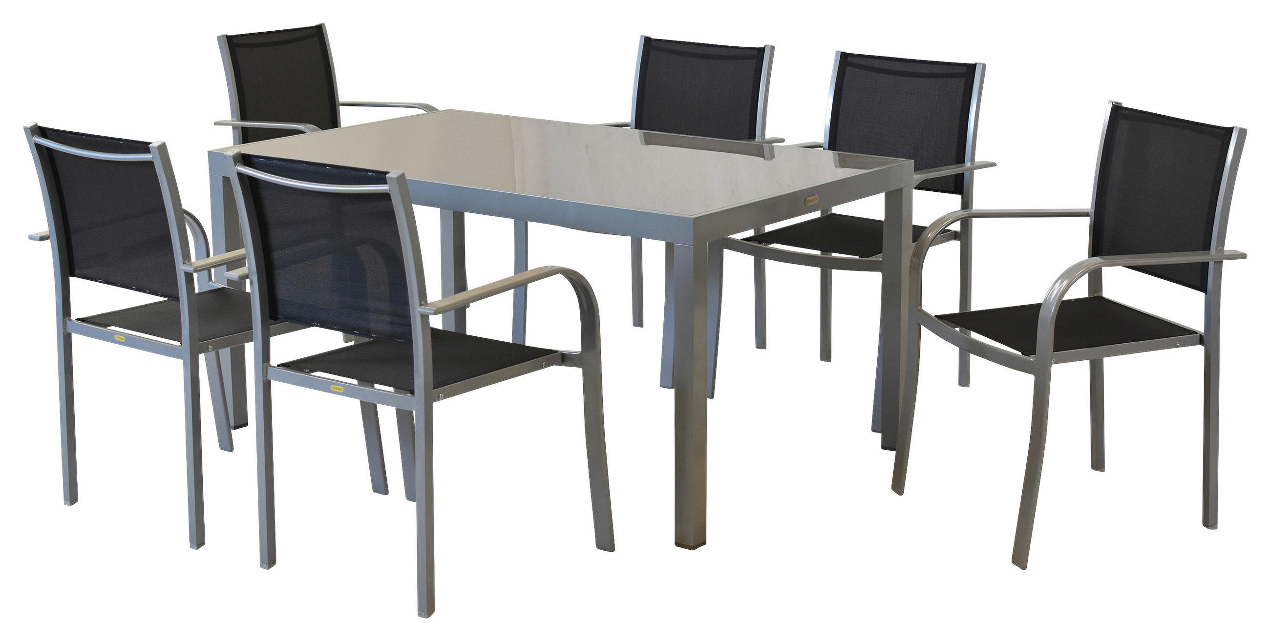 GARTENSET Aluminium  - Silberfarben/Schwarz, MODERN, Textil/Metall - Gardenson