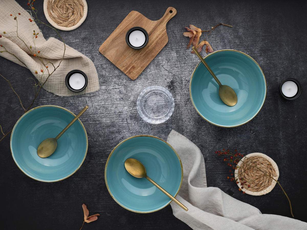 SCHÜSSELSET Nature Collection 4-teilig  - Blau, Design, Keramik - Creatable