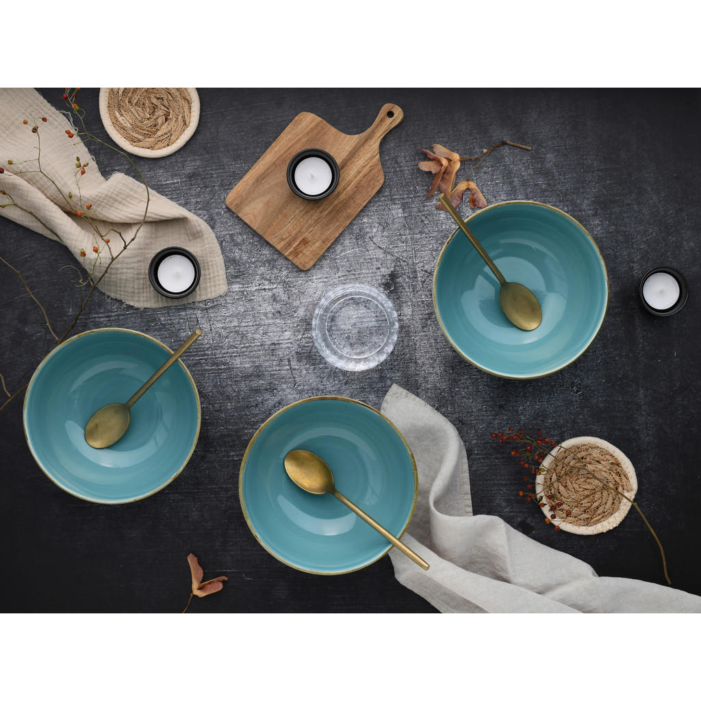 Thumbnail - Creatable Schüsselset Nature Collection, Türkis, Keramik, 4-teilig, rund, lebensmittelecht, stapelbar, Essen & Trinken, ...