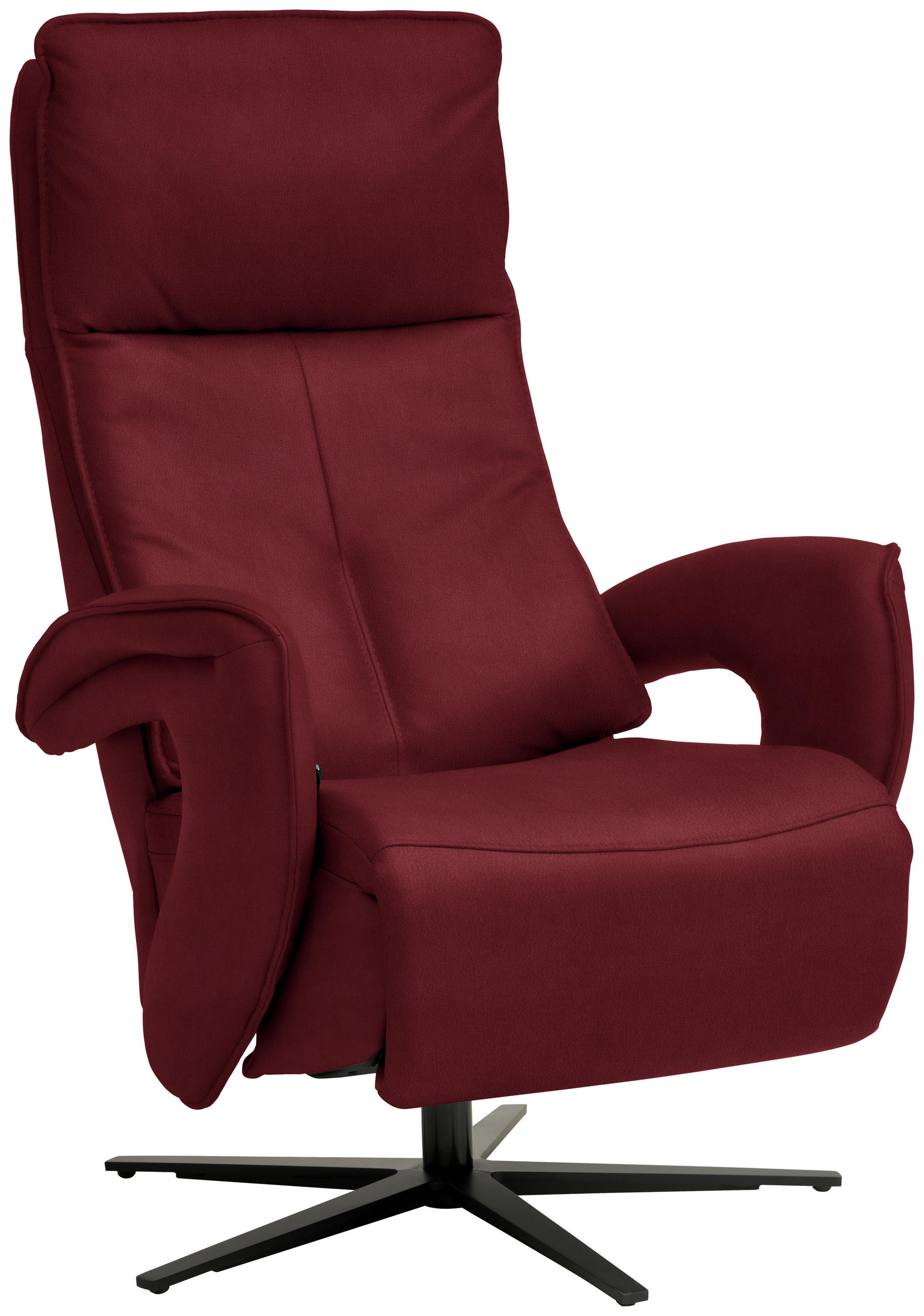 RELAXSESSEL in Leder Rot  - Rot/Schwarz, Design, Leder/Metall (77/119/87cm) - Valdera