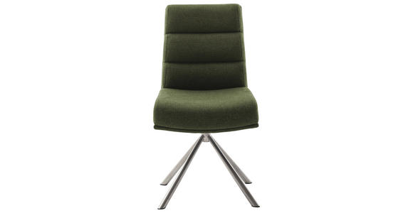 STUHL in Edelstahl Webstoff Metall, Textil - Edelstahlfarben/Olivgrün, Design, Textil/Metall (47/90/64cm) - Dieter Knoll