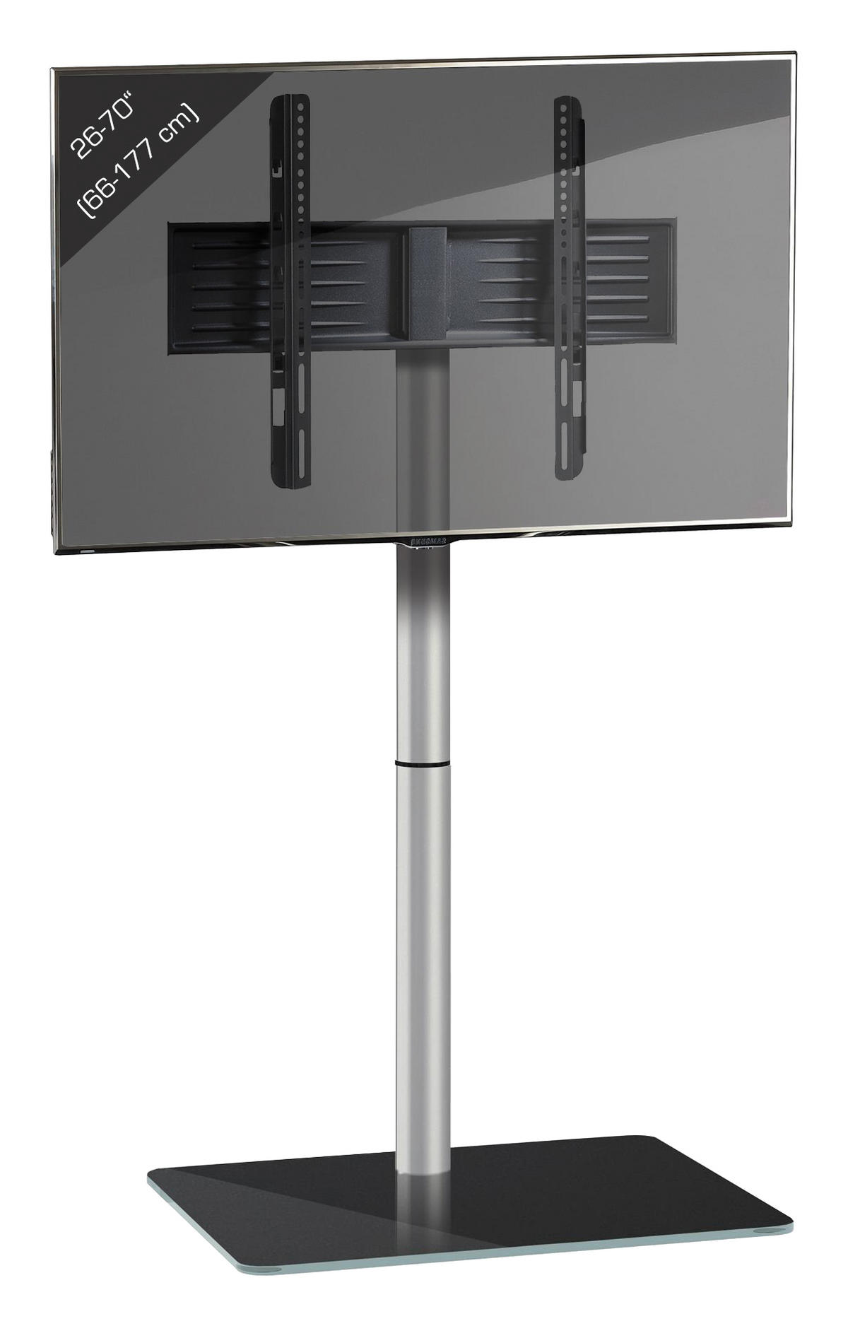TV-RACK 60/100/45 cm  - Schwarz/Alufarben, Basics, Glas/Metall (60/100/45cm) - MID.YOU