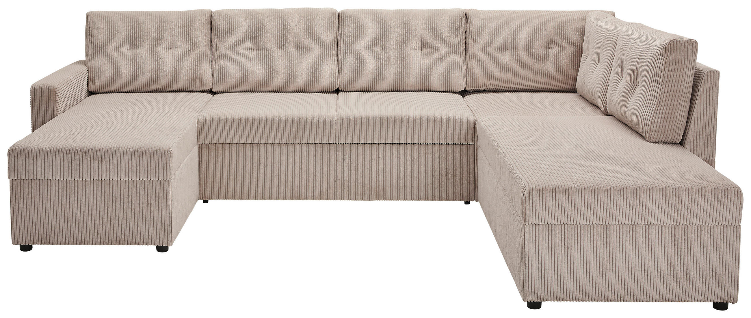 WOHNLANDSCHAFT Taupe Cord  - Taupe/Schwarz, KONVENTIONELL, Kunststoff/Textil (155/293/212cm) - Ti'me