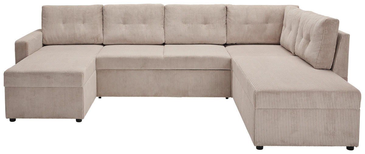 WOHNLANDSCHAFT in Cord Taupe  - Taupe/Schwarz, Konventionell, Kunststoff/Textil (126/293/155cm) - Ti'me