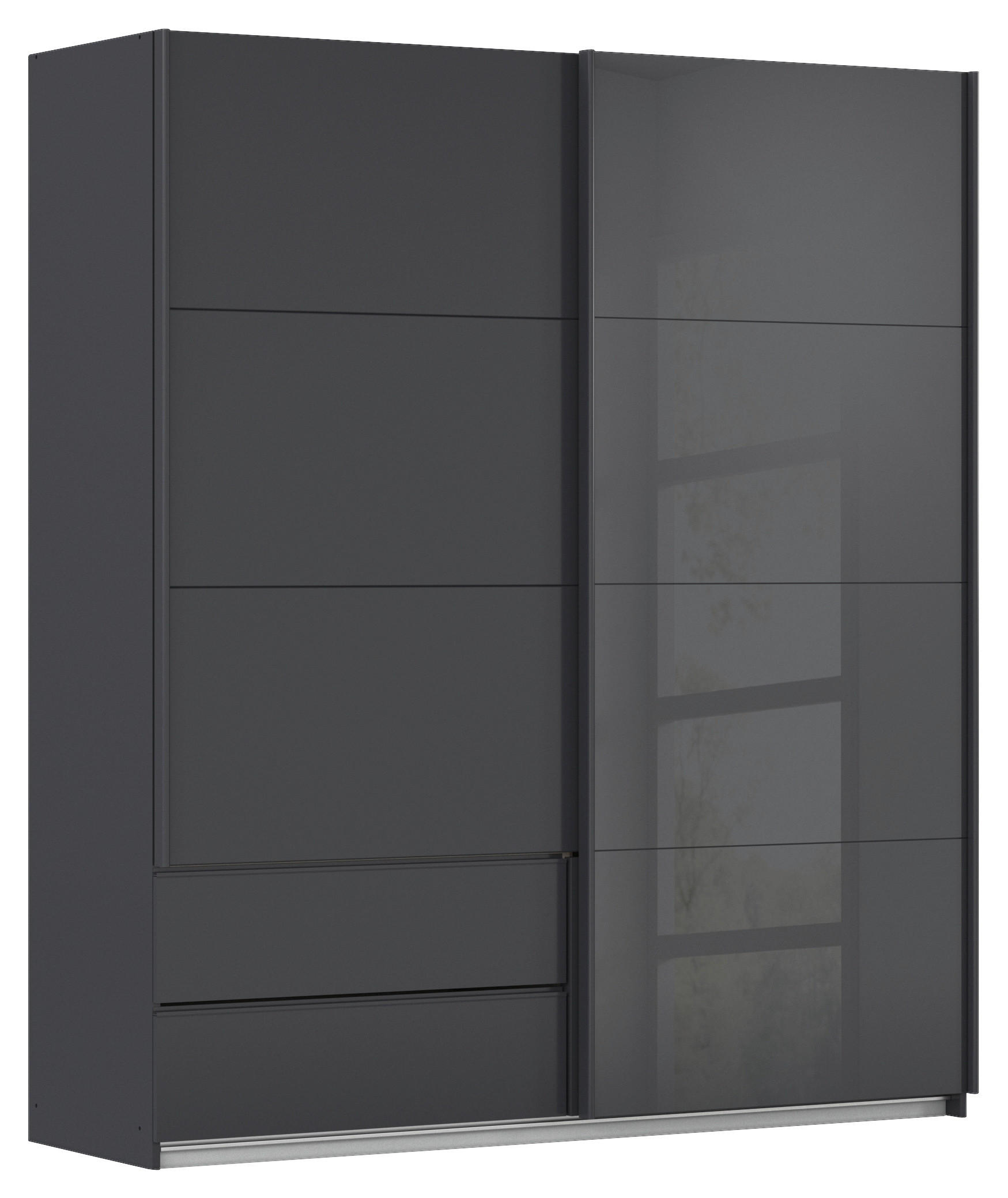 Schwebetürenschrank Mit Glas 181cm Karpo, Grau