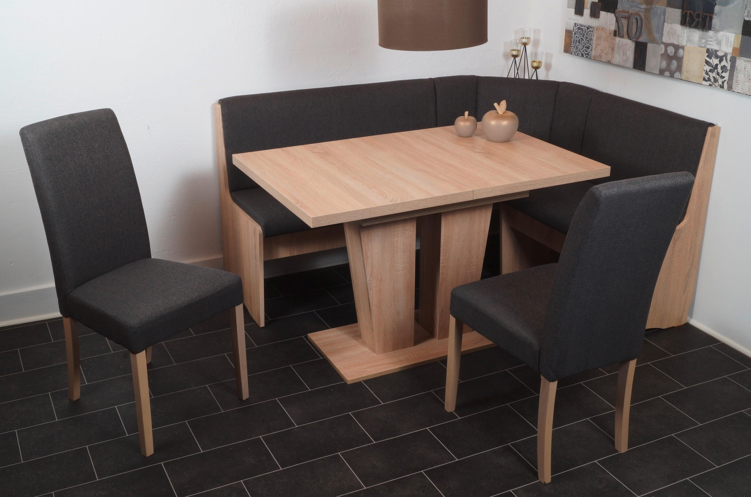 ECKBANKGRUPPE Webstoff Sonoma Eiche, Anthrazit  - Anthrazit/Sonoma Eiche, KONVENTIONELL, Holz/Textil (165/89/125cm) - MID.YOU