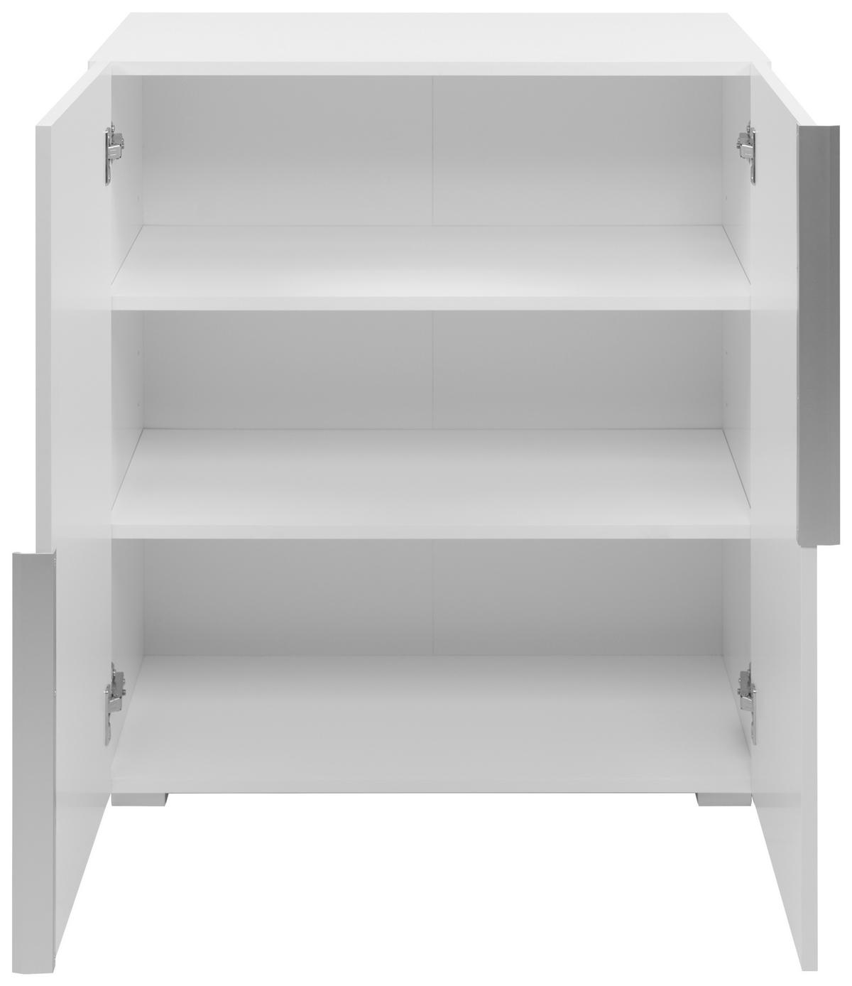 KOMODA   76/84/37,5 cm   bijela  - bijela/boje aluminija, Moderno, drvni materijal/plastika (76/84/37,5cm) - MID.YOU