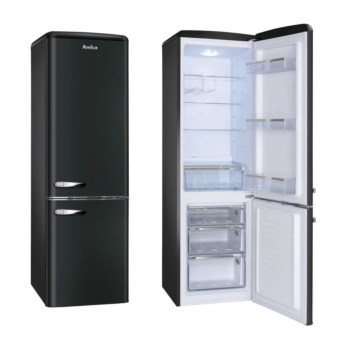 KÜHL-GEFRIER-KOMBINATION KGCR387100MS  - Schwarz, Basics, Metall (55/181/61,5cm) - Amica