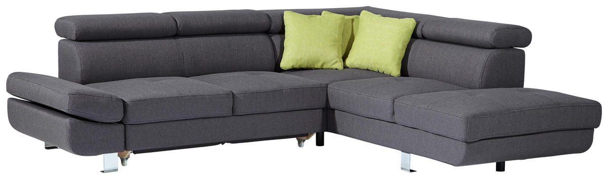 SEDEŽNA GARNITURA, tkanina antracit  - barve kroma/zelena, Moderno, kovina/tekstil (270/229cm) - Xora