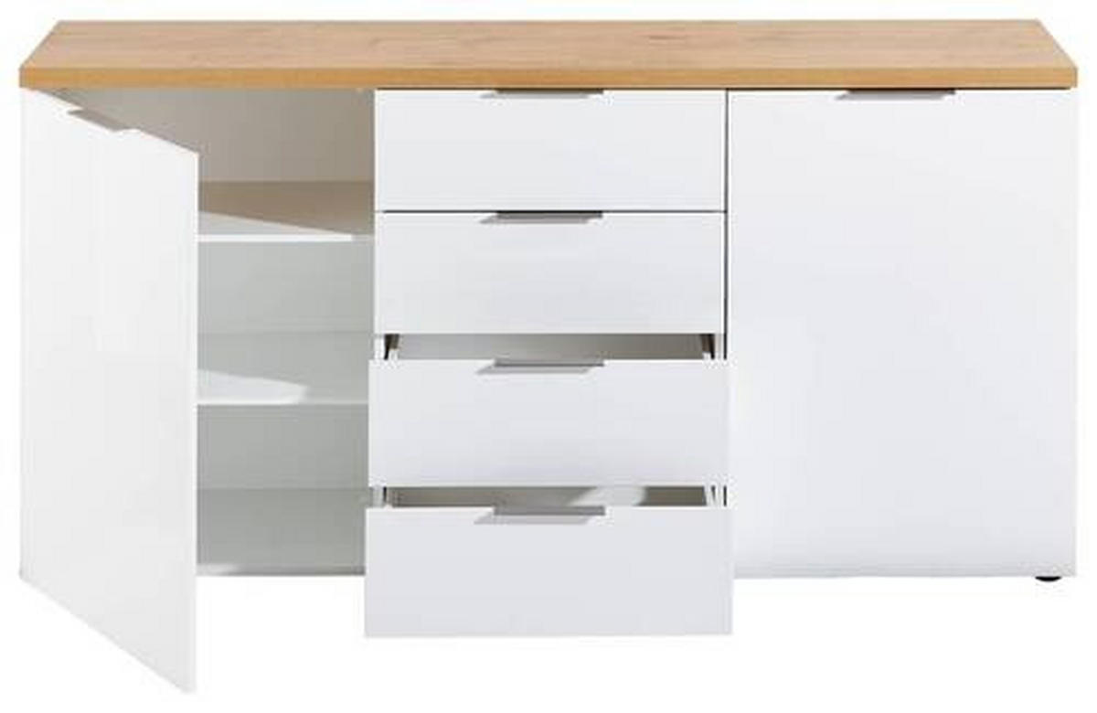 KOMODA   180/89/43 cm   bijela, boje hrasta  - bijela/boje hrasta, Design, drvni materijal/metal (180/89/43cm) - Voleo