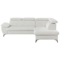 ECKSOFA in Lederlook Weiß  - Chromfarben/Weiß, KONVENTIONELL, Textil/Metall (256/209cm) - Livetastic