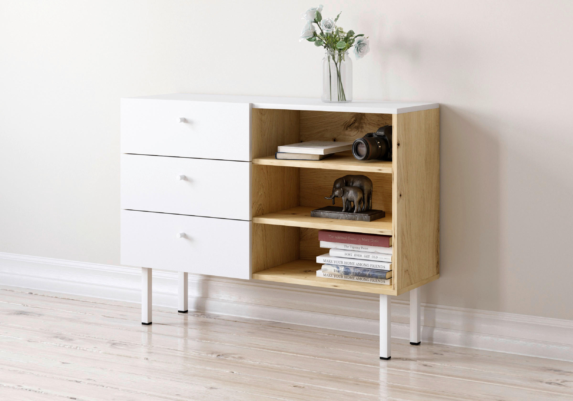 SIDEBOARD  in 100/75/41,6 cm  - Weiß/Eiche Artisan, Design, Holzwerkstoff/Kunststoff (100/75/41,6cm) - MID.YOU
