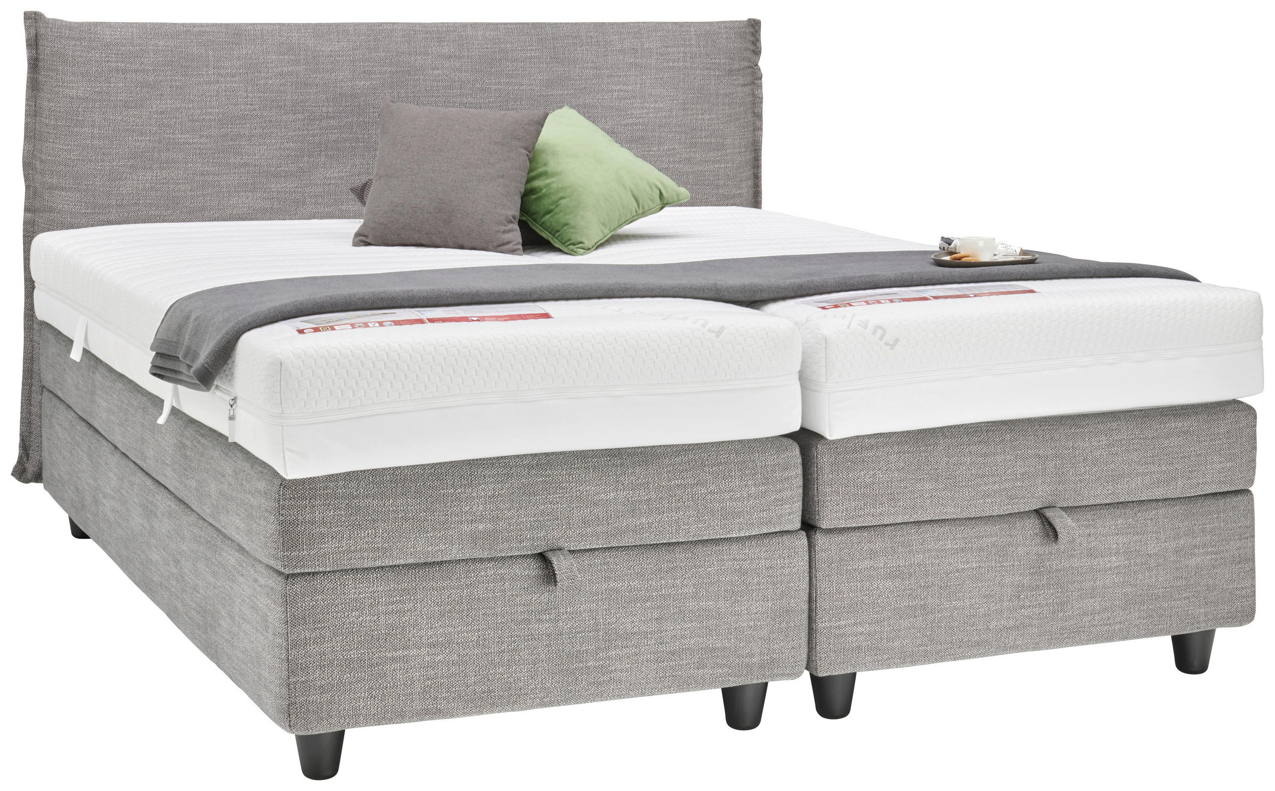BOXSPRINGBETT 180/200 cm  in Anthrazit  - Anthrazit/Schwarz, Konventionell, Kunststoff/Textil (180/200cm) - RUF Betten