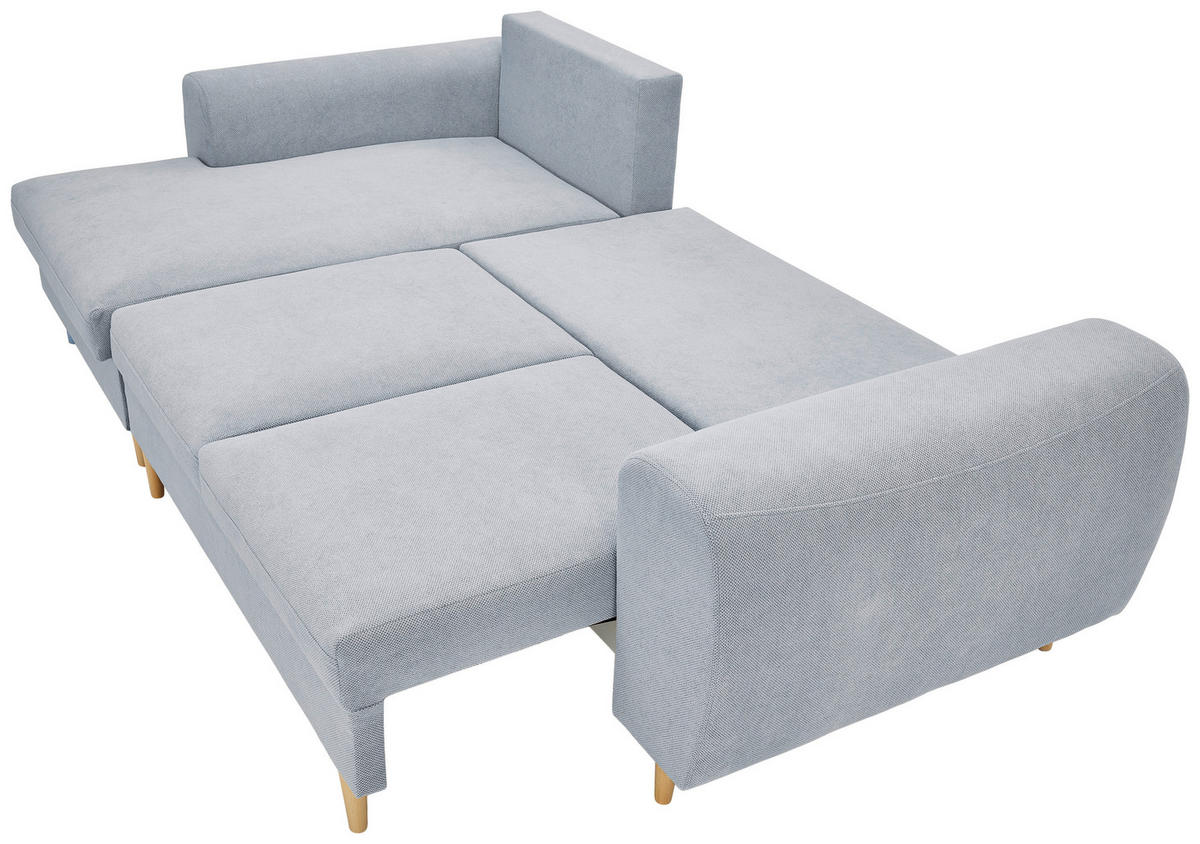 ECKSOFA Hellgrau Webstoff  - Hellgrau/Naturfarben, KONVENTIONELL, Holz/Textil (145/250cm) - Carryhome