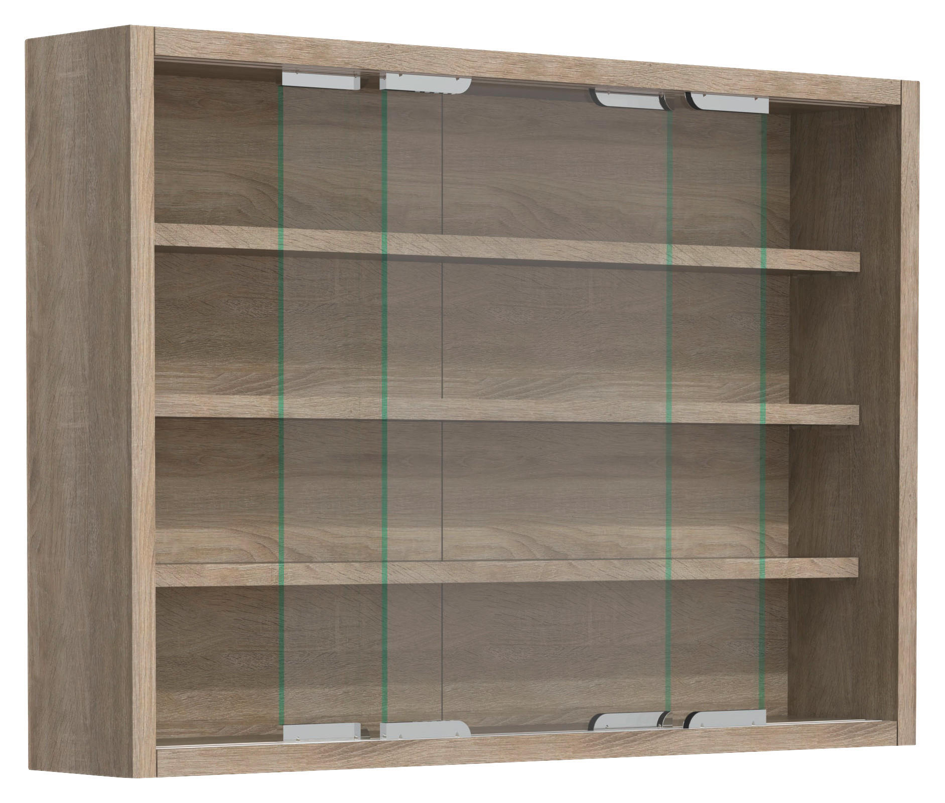 HÄNGEVITRINE in Sonoma Eiche   - Silberfarben/Sonoma Eiche, MODERN, Glas/Holzwerkstoff (57/40/10cm) - MID.YOU