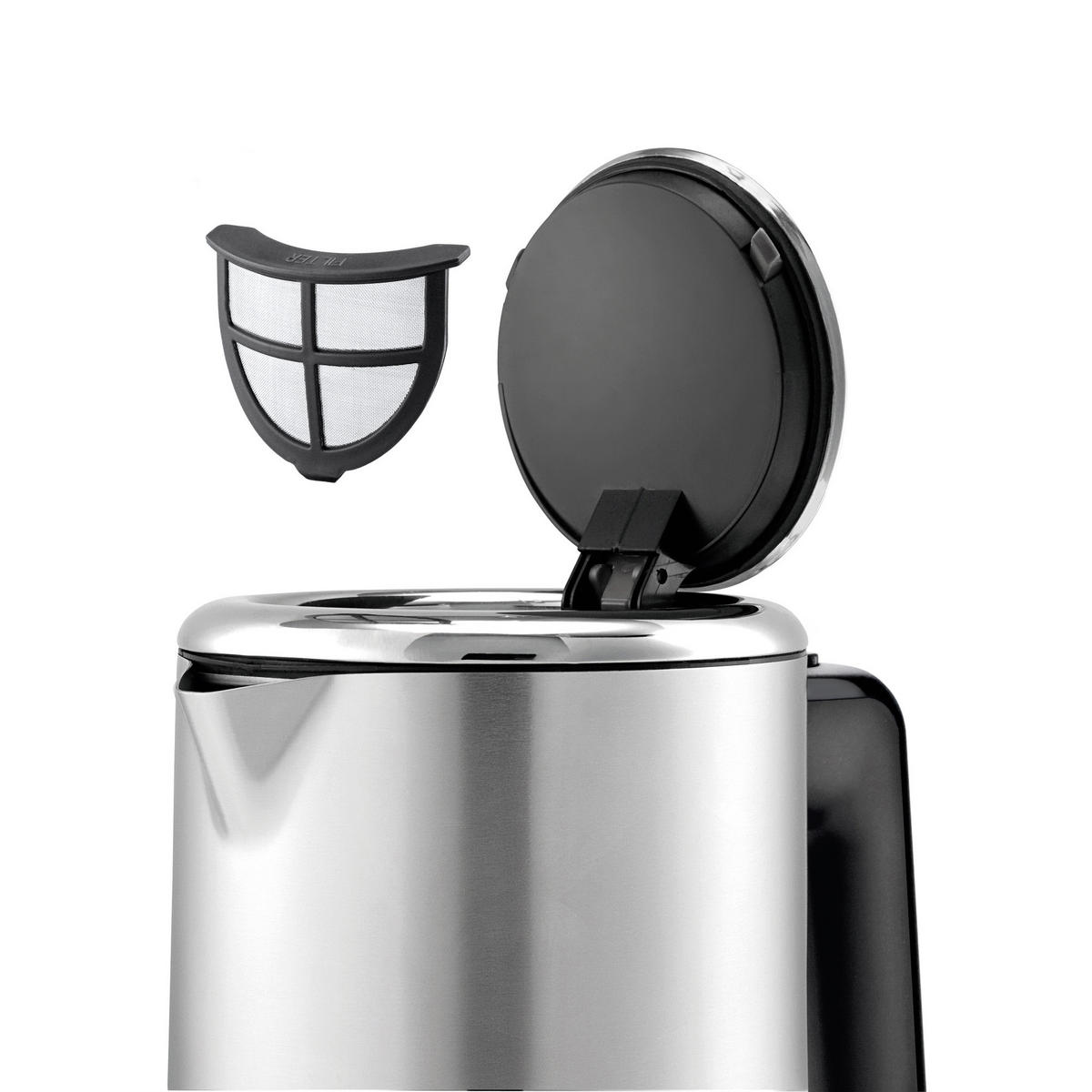 Wasserkocher Coup KÜCHENminis 0,8 L  - Edelstahlfarben/Schwarz, Basics, Metall (18,5/11,8/20,7cm) - WMF
