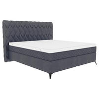 BOXSPRINGBETT 180/200 cm  in Graublau  - Graublau/Schwarz, Design, Textil/Metall (180/200cm) - Boxxx