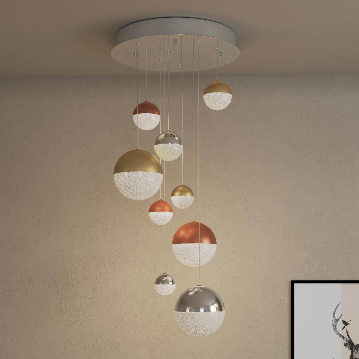 LED-HÄNGELEUCHTE Stafford 50/150 cm   - Chromfarben/Messingfarben, Basics, Metall (50/150cm) - Dieter Knoll