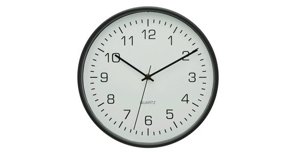 FUNKUHR 30 cm - Schwarz/Weiß, Basics, Glas/Kunststoff (30cm) - Ambia Home