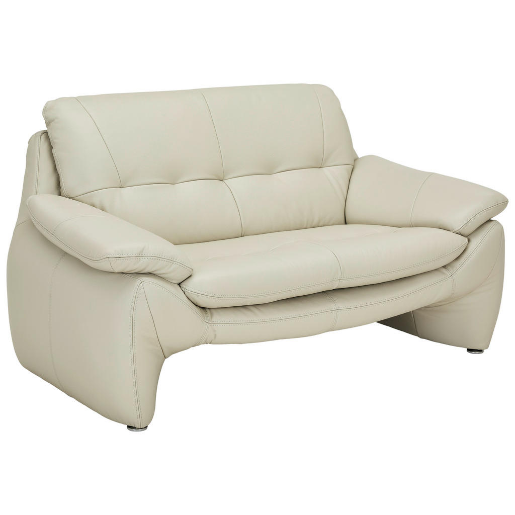 Thumbnail - Celina Home 2-Sitzer-Sofa, Beige, Leder, Echtleder, Spaltleder, Rindleder, 154x86x91 cm, Made in EU, Lederauswahl, Stoff...