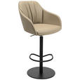 BARHOCKER in Metall, Leder Beige  - Beige/Schwarz, Design, Leder/Metall (59/109,5-120/42cm) - Johann Jakob