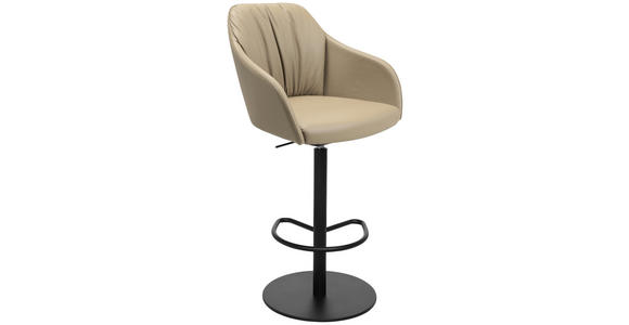 BARHOCKER in Metall, Leder Beige - Beige/Schwarz, Design, Leder/Metall (59/109,5-120/42cm) - Johann Jakob