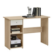 SCHREIBTISCH - Eichefarben/Alufarben, KONVENTIONELL, Holzwerkstoff/Kunststoff (110/75/50cm) - Carryhome