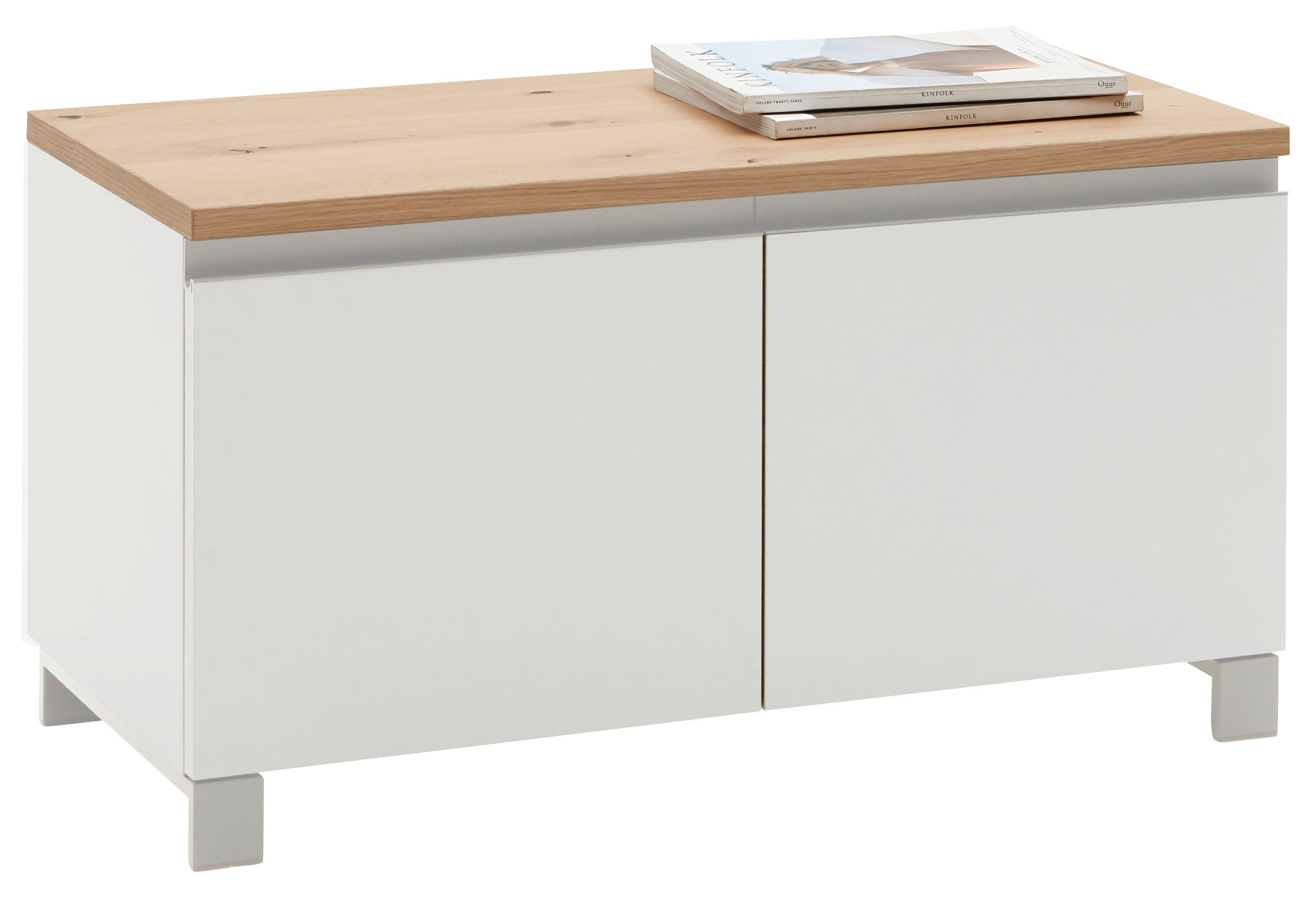 GARDEROBENBANK Dieter Knoll  in 84/45/40 cm  - Eichefarben/Silberfarben, Design, Holz/Metall (84/45/40cm) - Dieter Knoll