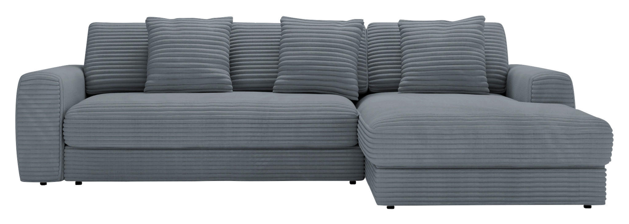 ECKSOFA in Cord Grau  - Schwarz/Grau, Modern, Kunststoff/Textil (302/182cm) - Carryhome