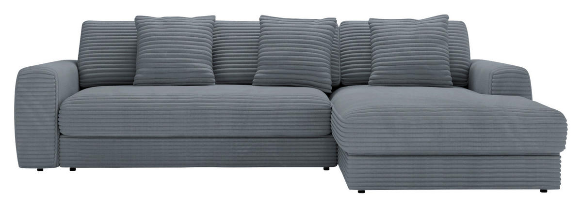 ECKSOFA Grau Cord  - Schwarz/Grau, MODERN, Kunststoff/Textil (302/182cm) - Carryhome