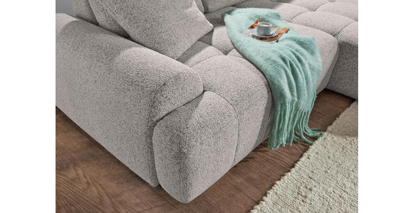 Ecksofa mit Funktion Grau Flachgewebe Zierkissen, Rückenkissen, Bettkasten, Schlaffunktion, Rücken echt, Liegefläche im Originalstoff  - Schwarz/Grau, KONVENTIONELL, Kunststoff/Textil (277/190cm) - Carryhome