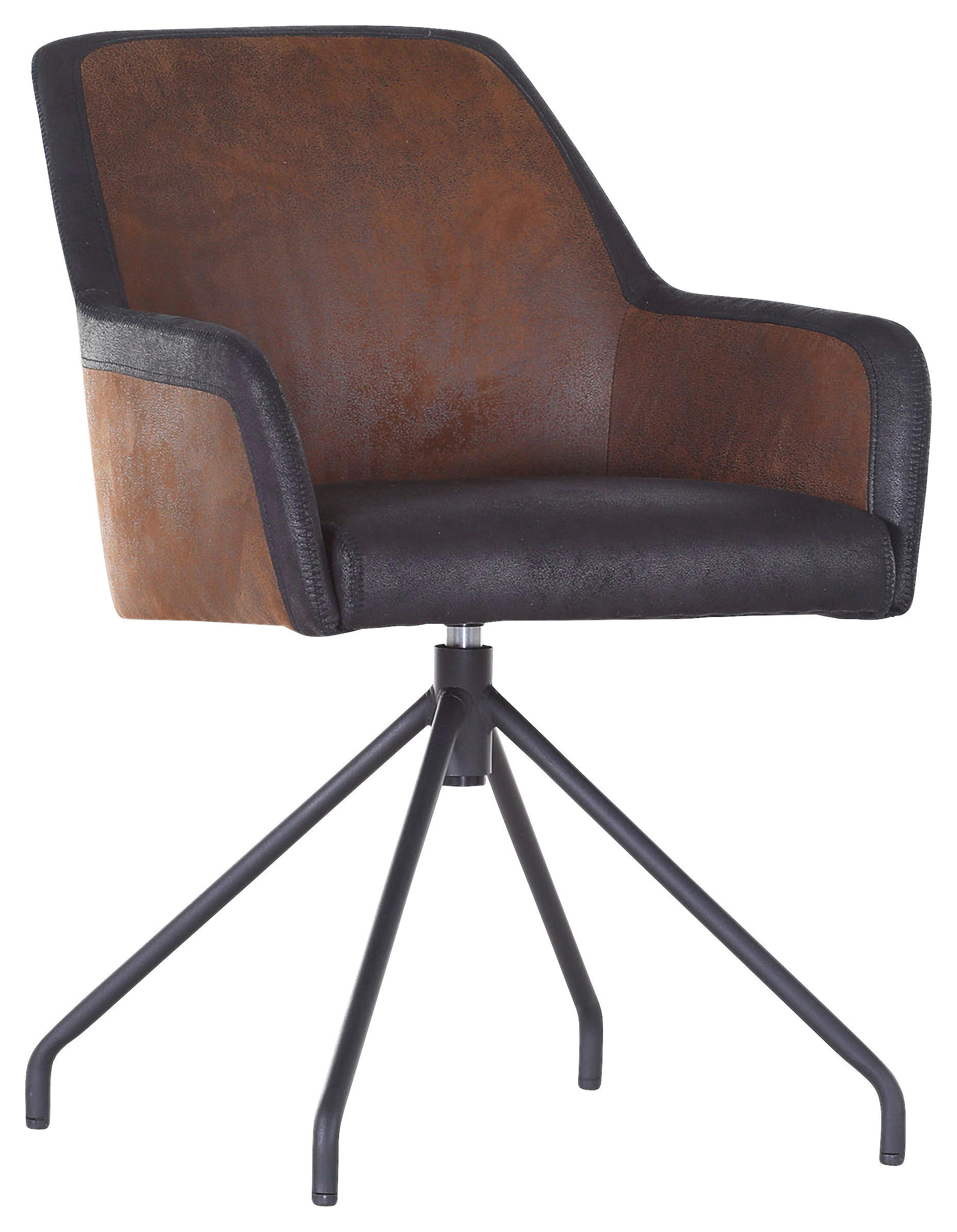 ARMLEHNSTUHL  in Mikrofaser  - Schwarz/Braun, LIFESTYLE, Textil/Metall (58/80/62cm) - Landscape