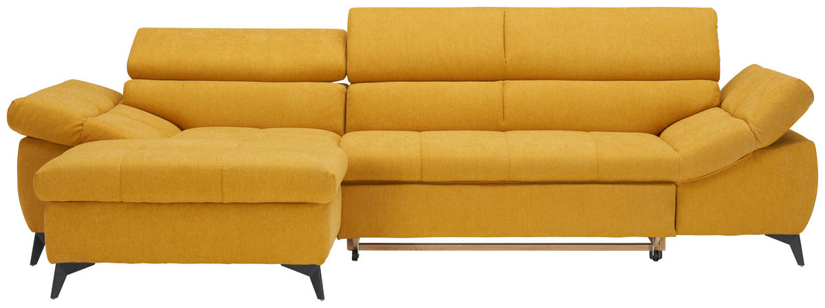 ECKSOFA Gelb Mikrofaser  - Gelb/Schwarz, Design, Kunststoff/Textil (171/297cm) - Stylife