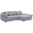 ECKSOFA Hellgrau Flachgewebe  - Hellgrau/Schwarz, Design, Kunststoff/Textil (278/175cm) - Xora
