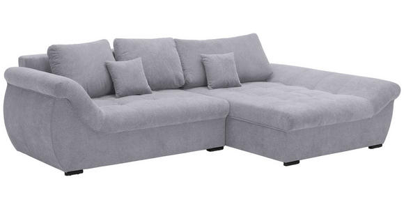 ECKSOFA Hellgrau Flachgewebe - Hellgrau/Schwarz, Design, Kunststoff/Textil (278/175cm) - Xora