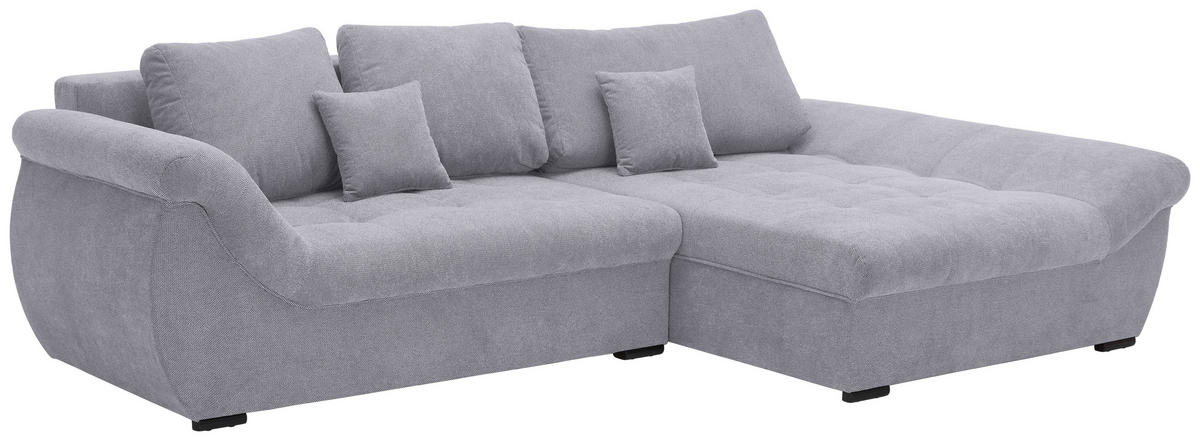 ECKSOFA Hellgrau Flachgewebe  - Hellgrau/Schwarz, Design, Kunststoff/Textil (278/175cm) - Xora