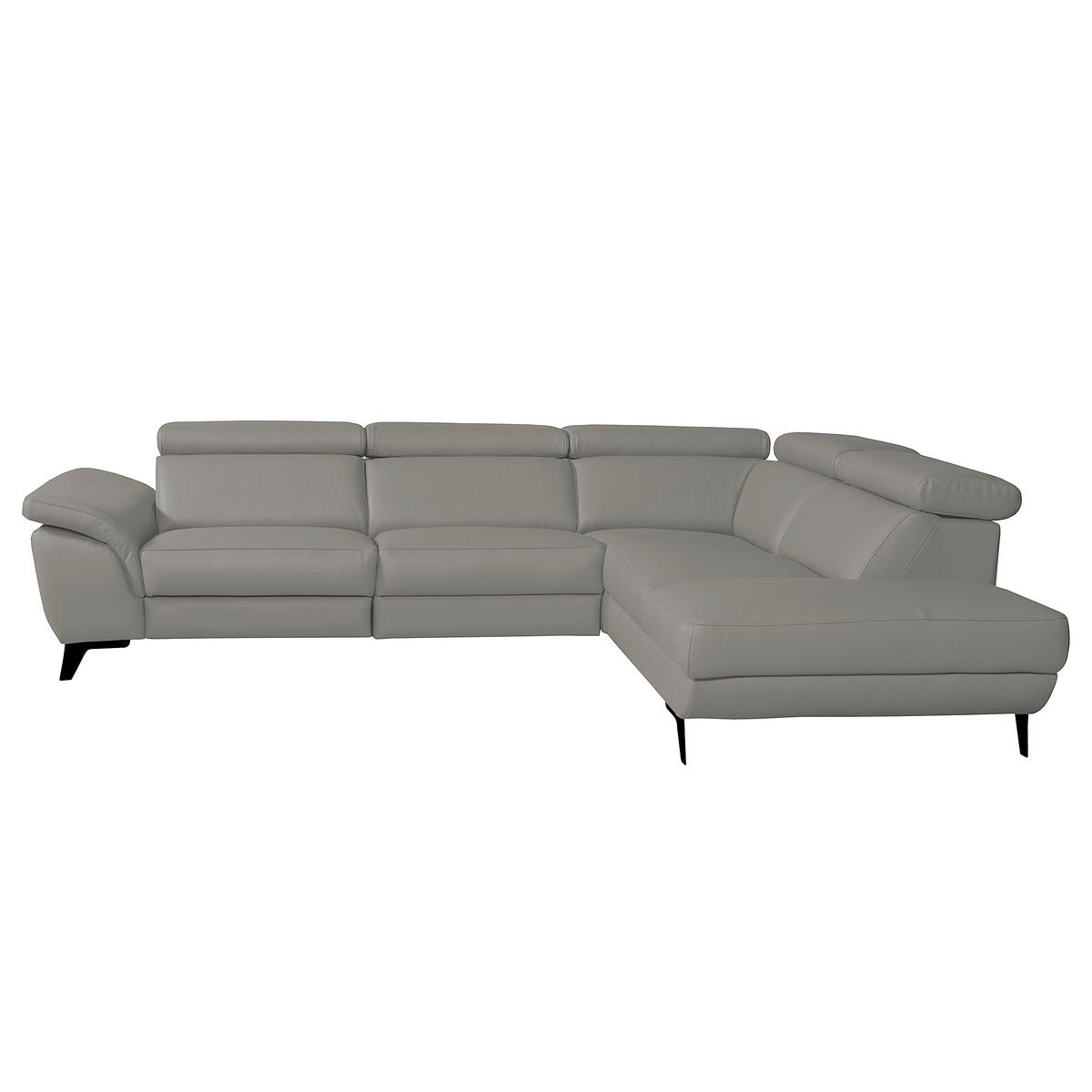 ECKSOFA DALLAS in Echtleder Grau  228/283 cm  - Schwarz/Grau, Design, Leder/Metall (228/283cm) - Livetastic