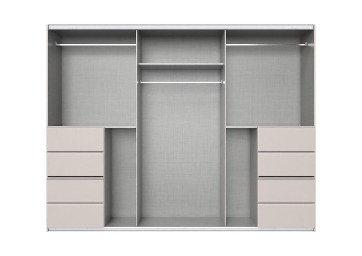 SCHWEBETÜRENSCHRANK 270/208/64 cm 3-türig Kaschmir  - Kaschmir, KONVENTIONELL, Glas/Holzwerkstoff (270/208/64cm) - Boxxx