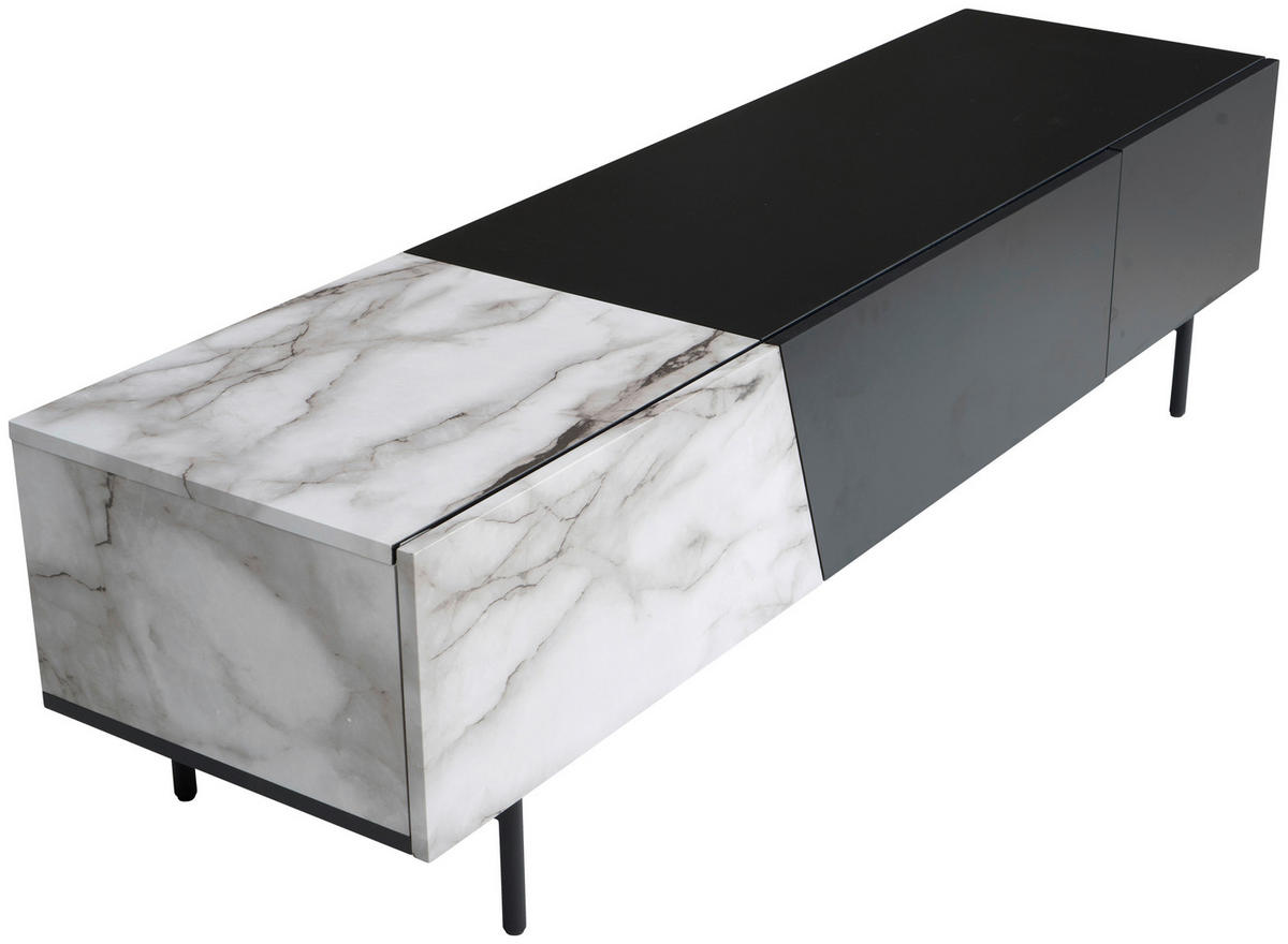 TV-SZEKRÉNY 150/40/40 cm  - fekete/fehér, Design, faalapú anyag/fém (150/40/40cm) - Livetastic