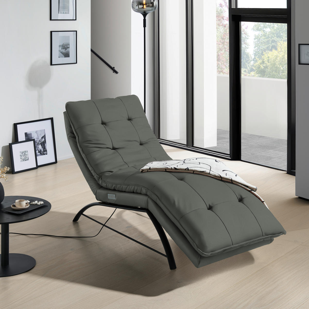LIEGE Echtleder Anthrazit  - Anthrazit/Schwarz, Design, Leder/Metall (75/91/170cm) - Chilliano
