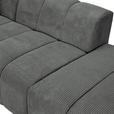 ECKSOFA Dunkelgrau Cord Zierkissen, Rücken echt  - Dunkelgrau/Schwarz, KONVENTIONELL, Kunststoff/Textil (162/313cm) - Carryhome