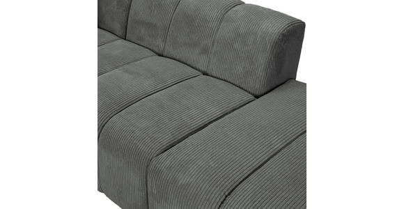 ECKSOFA Dunkelgrau Cord Zierkissen, Rücken echt  - Dunkelgrau/Schwarz, KONVENTIONELL, Kunststoff/Textil (162/313cm) - Carryhome