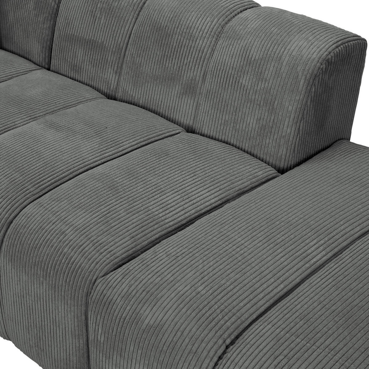 ECKSOFA Dunkelgrau Cord Zierkissen, Rücken echt  - Dunkelgrau/Schwarz, KONVENTIONELL, Kunststoff/Textil (162/313cm) - Carryhome