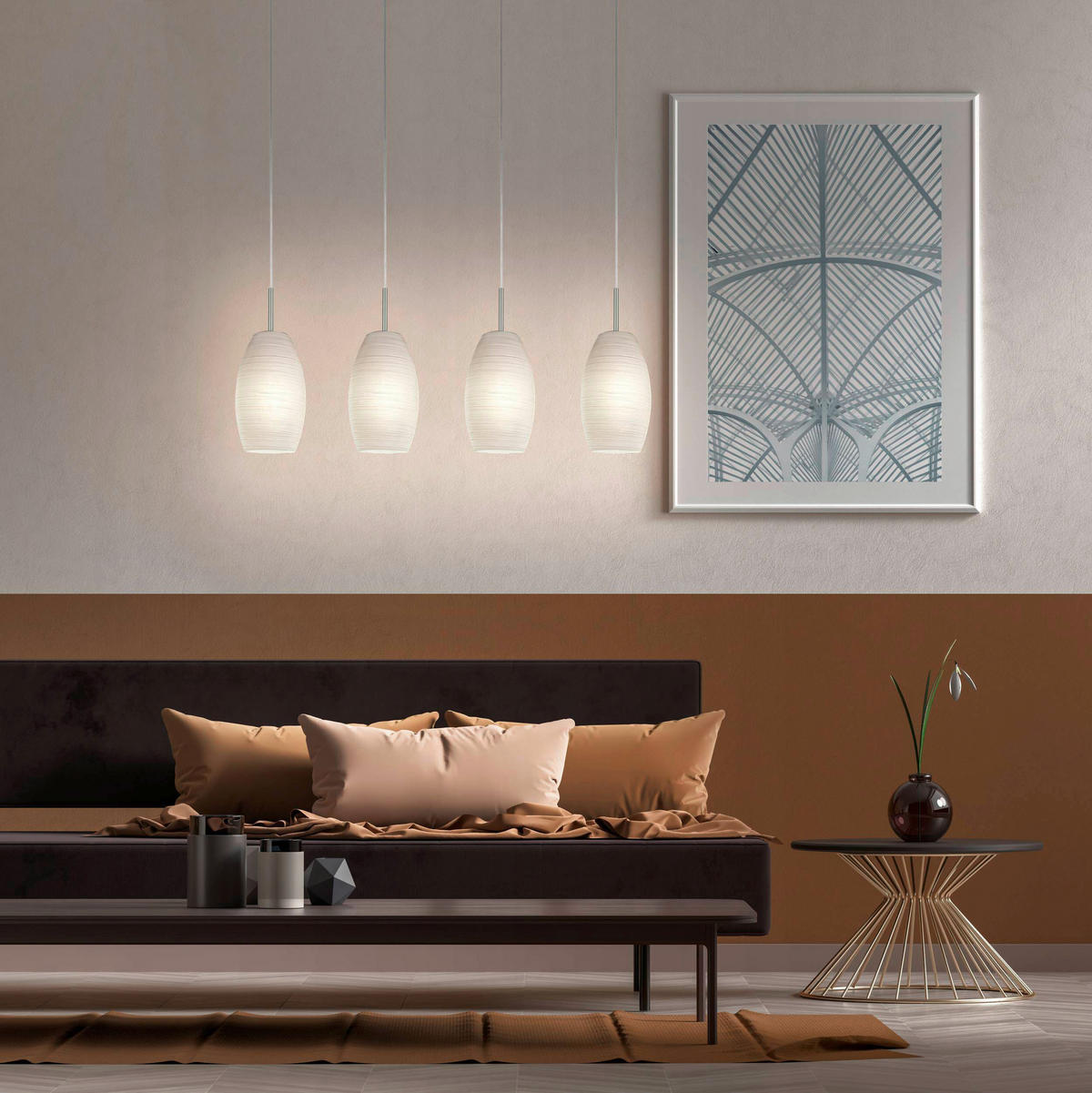 HÄNGELEUCHTE 102/12/110 cm  - Weiß/Nickelfarben, KONVENTIONELL, Glas/Metall (102/12/110cm) - Eglo