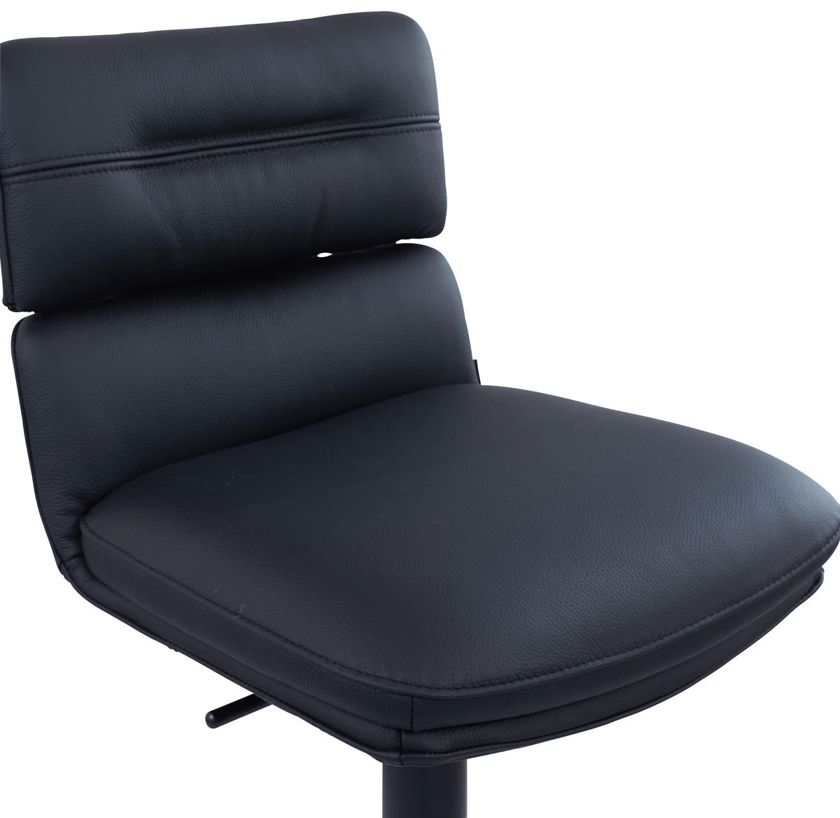 BARHOCKER Echtleder Schwarz Eisen Lederauswahl, Stoffauswahl, Wippfunktion, Sitzfläche 360° drehbar  - Schwarz, Design, Leder/Metall (42/99-117/50cm) - Dieter Knoll